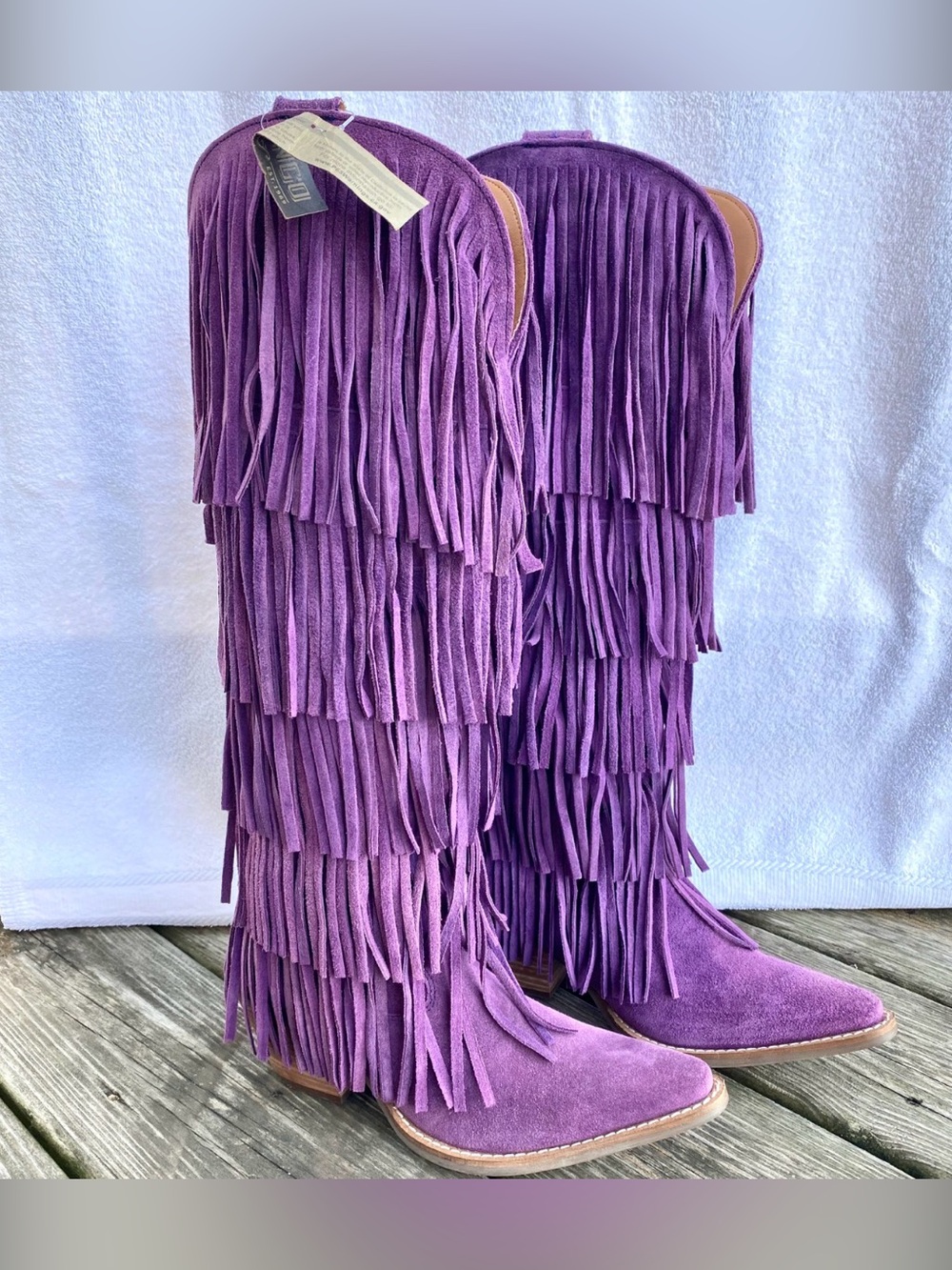 Dingo Women’s Wild Child Suede Fringe Tall Western Boots - Snip Toe Size 6.5M - Picture 3 of 11